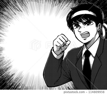 戴著頭帶的辦公室職員的漫畫風格插圖 114809938