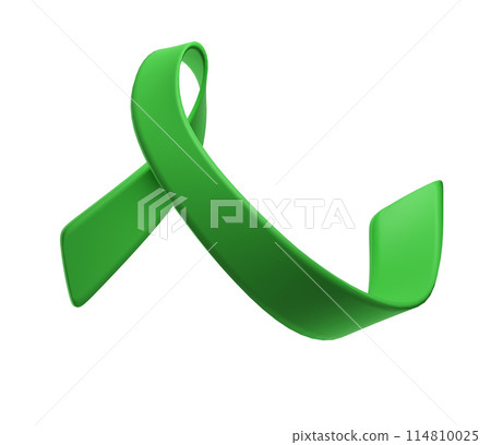 Green ribbon liver cancer awareness symbol. Scoliosis awareness day. June 26. Annual health awareness concept for banner, poster, card and background design 114810025