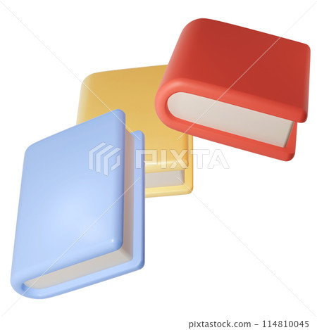 3D flying Books graduate Icon. Render Education or Business Literature. E-book, Encyclopedia, Textbook Illustration 114810045