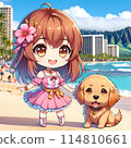 A dream vacation in Hawaii! Chibi idol and golden retriever make their Waikiki Beach debut 114810661