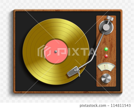 Vintage record player with retro vinyl disc Vintage record player with retro vinyl disc 114811543