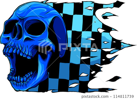 colored draw of human skull vector illustration design 114811739