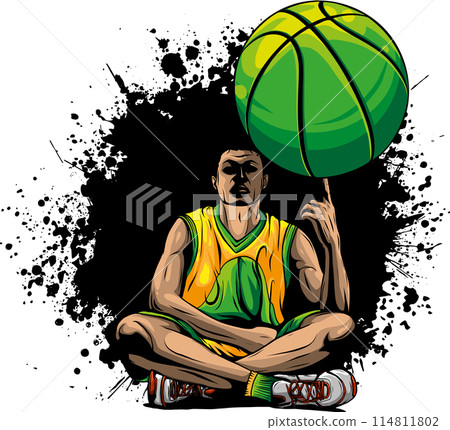 vector basketball player, ball on white background 114811802