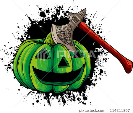 Halloween pumpkin in flat style vector illustration design 114811807
