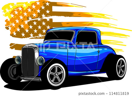draw of hot rod car vector illustration design draw of hot rod car vector illustration design 114811819