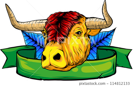 vector illustration of head bull colored design 114812133