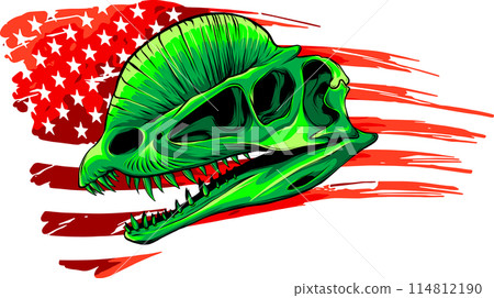 skull of dilophosaurus dinosaur vector illustration design 114812190
