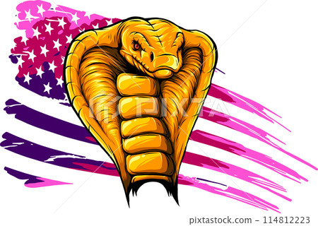 animal cobra head colored with american flag vector illustration design 114812223