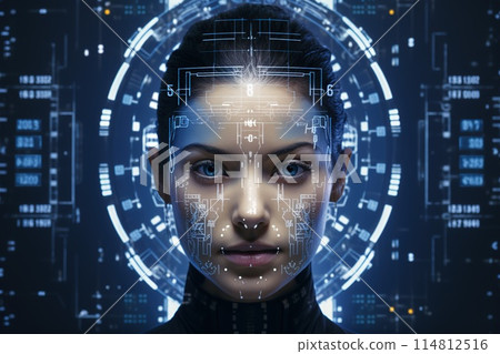 Artificial intelligence human face learning, generative ai 114812516