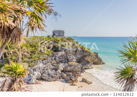 Beautiful archaeological site of the Mayan culture in Tulum, Mexico Beautiful archaeological site of the Mayan culture in Tulum, Mexico 114812612