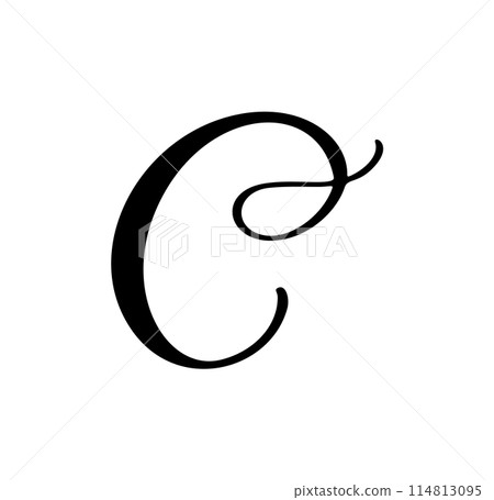 Hand drawn vector calligraphy letter C. Script font logo. Handwritten brush style flourish 114813095