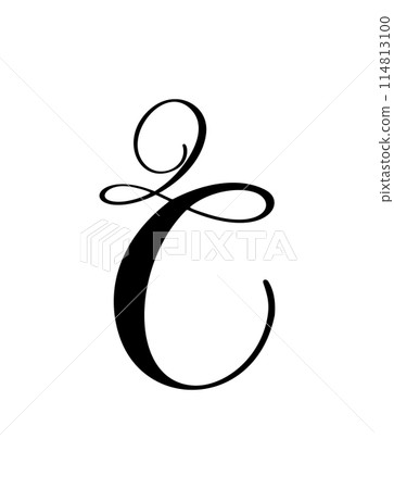Vector calligraphy hand drawn letter C logo. Script font. Handwritten brush style 114813100