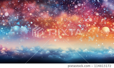 Serene Pastel Sky With Twinkling Stars and Soft Clouds at Twilight 114813172