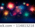 Colorful Fireworks Display Lighting Up the Night Sky During a Festive Celebration 114813218