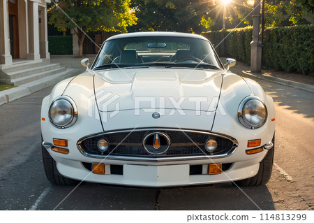 vintage car on the road 114813299