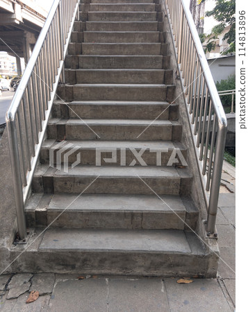 The concrete staircase of the overpass bridge. The concrete staircase of the overpass bridge. 114813896
