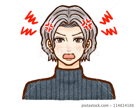 Illustration material 5 of an adult man with silver hair and perm wearing a high-necked sweater Illustration material 5 of an adult man with silver hair and perm wearing a high-necked sweater 114814188