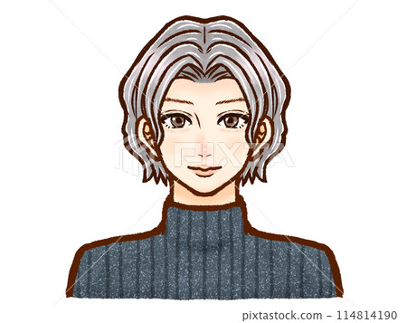 身穿高領毛衣燙銀髮的成年男子插畫素材 身穿高領毛衣燙銀髮的成年男子插畫素材 114814190