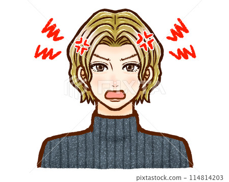 Illustration material 3 of an adult man with blonde perm wearing a high-necked sweater Illustration material 3 of an adult man with blonde perm wearing a high-necked sweater 114814203