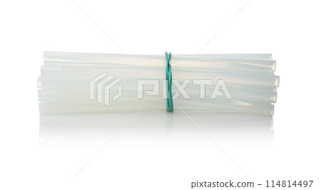 Hot glue gun sticks isolated on white. 114814497