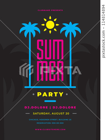 Summer party poster or flyer design template modern style. Summer party poster or flyer design template modern style. 114814894