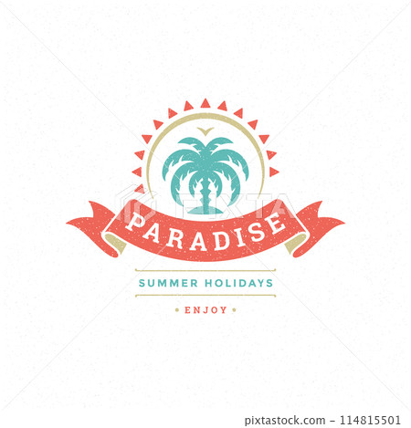 Summer holidays label or badge typography slogan design 114815501