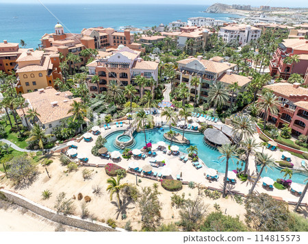 Aerial view of resorts in Cabo San Jose, Baja California Sur, Mexico 114815573