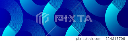 Blue abstract background. Blue gradient geometric circle shape and lines. Modern futuristic concept. Suit for business, corporate, website, presentation, cover, flyer, banner. Vector illustration 114815706