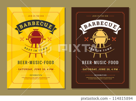 Barbecue party vector flyer or poster design template. 114815894