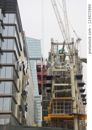 Construction site background. Crane and building. Industrial background. 114815994