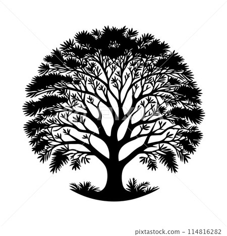 Tree silhouette editable vector illustration for logo icon isolated over white background 114816282
