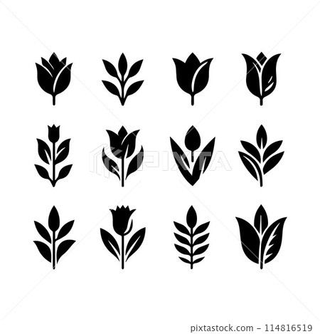 Leaves, Foliage, Greenery, Foliage silhouette editable vector illustration isolated over white background 114816519
