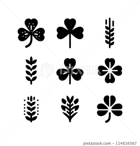 Leaves, Foliage, Greenery, Foliage silhouette editable vector illustration isolated over white background 114816567