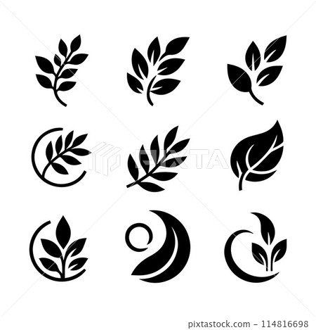 Leaves, Foliage, Greenery, Foliage silhouette editable vector illustration isolated over white background 114816698