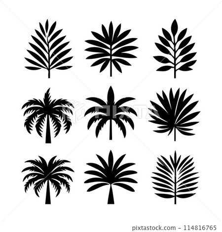 Leaves, Foliage, Greenery, Foliage silhouette editable vector illustration isolated over white background Leaves, Foliage, Greenery, Foliage silhouette editable vector illustration isolated over white background 114816765