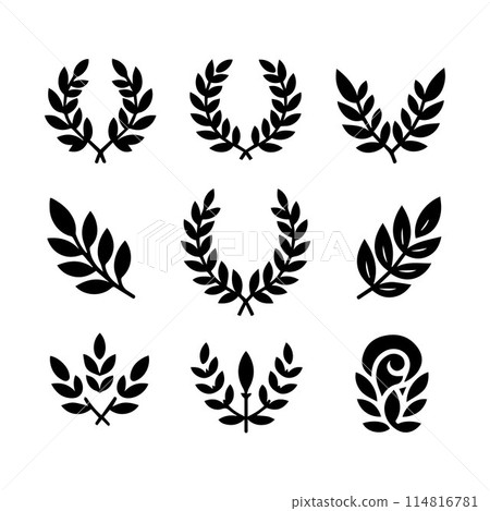 Leaves, Foliage, Greenery, Foliage silhouette editable vector illustration isolated over white background 114816781