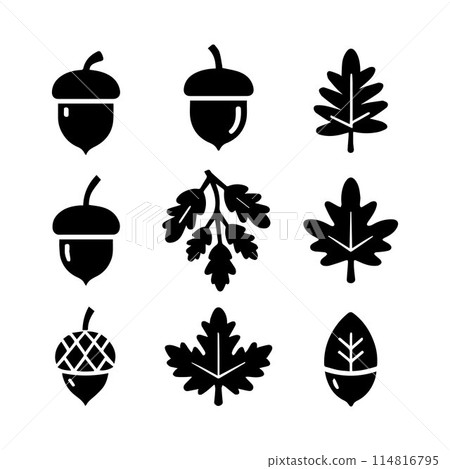 Leaves, Foliage, Greenery, Foliage silhouette editable vector illustration isolated over white background 114816795