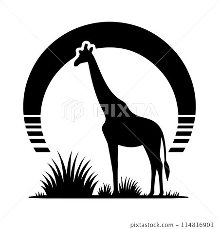 Giraffe, Camelopard, Giraffid, silhouette editable vector illustration isolated over white background Giraffe, Camelopard, Giraffid, silhouette editable vector illustration isolated over white background 114816901