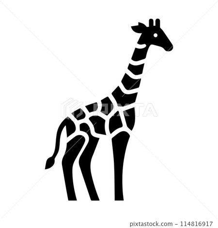 Giraffe, Camelopard, Giraffid, silhouette editable vector illustration isolated over white background 114816917
