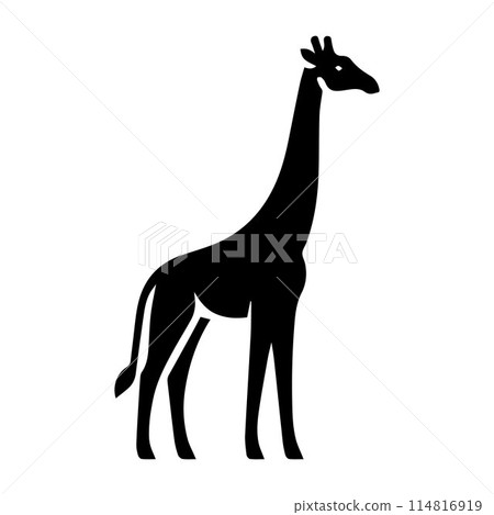 Giraffe, Camelopard, Giraffid, silhouette editable vector illustration isolated over white background 114816919