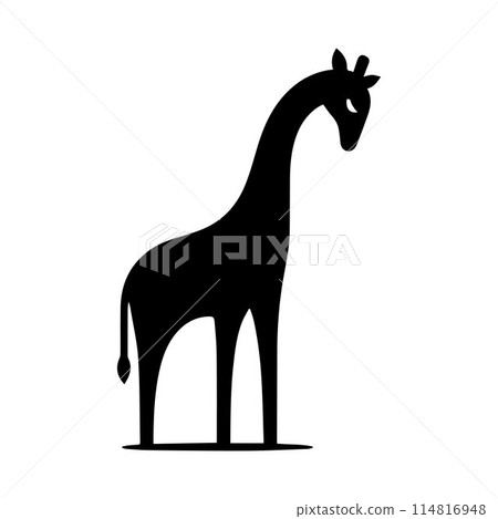Giraffe, Camelopard, Giraffid, silhouette editable vector illustration isolated over white background 114816948