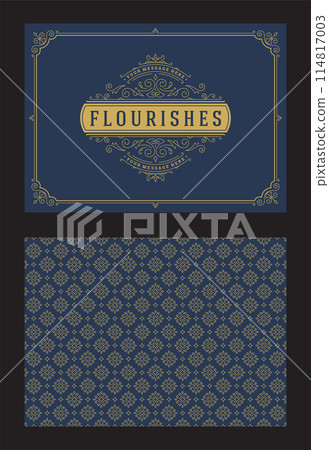 Vintage ornament greeting card calligraphic ornate swirls and vignettes frame design vector template 114817003