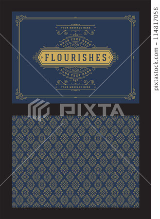 Vintage ornament greeting card calligraphic ornate swirls and vignettes frame design vector template 114817058