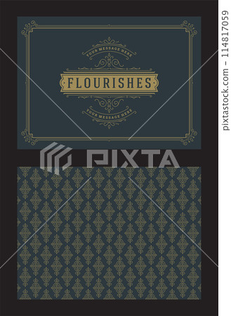 Vintage ornament greeting card calligraphic ornate swirls and vignettes frame design vector template 114817059