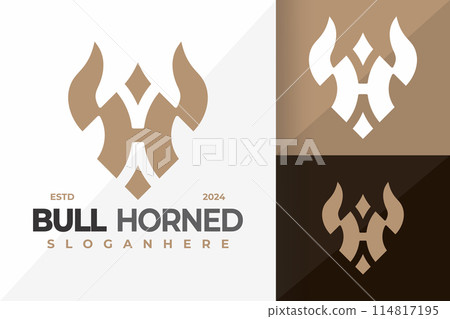Letter H Bull Head logo design vector symbol icon illustration 114817195