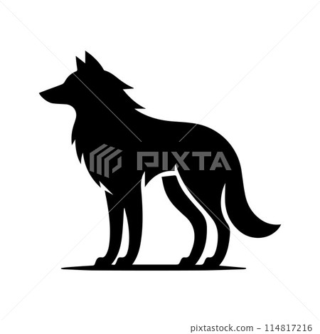 Wolf silhouette editable vector illustration isolated over white background Wolf silhouette editable vector illustration isolated over white background 114817216
