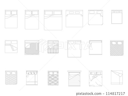 bed furniture icon interior plan view top set vector. architecture house line home outline apartment collection isolated layout design project blueprint. bed furniture icon interior plan view top set vector. architecture house line home outline apartment collection isolated layout design project blueprint. 114817217