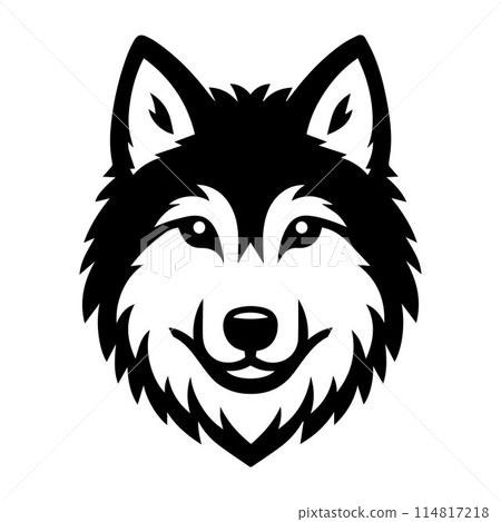 Wolf silhouette editable vector illustration isolated over white background 114817218