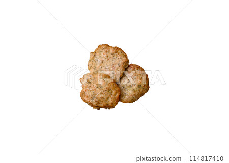 Delicious fried minced chicken cutlets with salt, spices and herbs 114817410