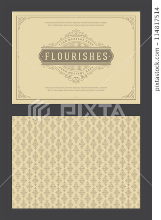 Vintage ornament greeting card calligraphic ornate swirls and vignettes frame design vector template 114817514